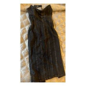 NWT strapless black stone wash denim dress